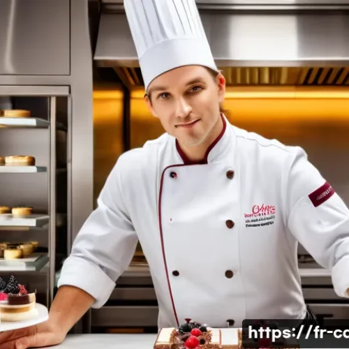 제과 자격증 소지자의 장단점 - A professional pastry chef in a high-end French kitchen, wearing a pristine white chef&rsquo;s jacket and ...