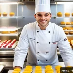 제과 자격증으로 연봉 협상하는 방법 - A professional pastry chef in a modern, upscale French bakery kitchen, wearing a clean white chef&rsquo;s ...