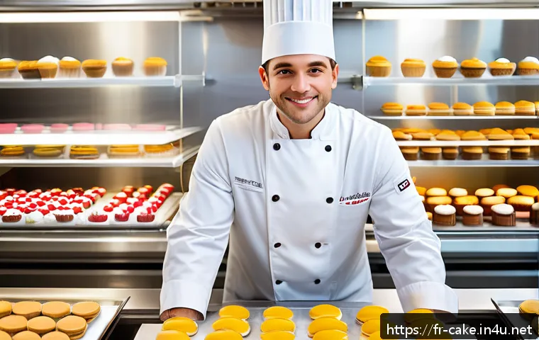 제과 자격증으로 연봉 협상하는 방법 - A professional pastry chef in a modern, upscale French bakery kitchen, wearing a clean white chef’s ...
